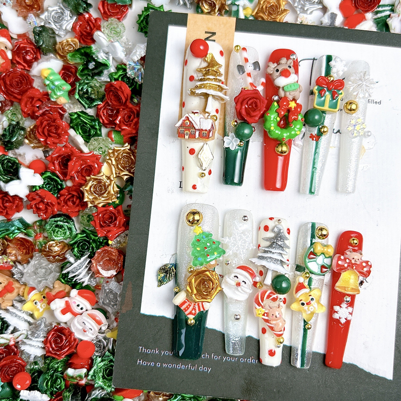 Mixed Christmas Series Resin Nail  Accessories